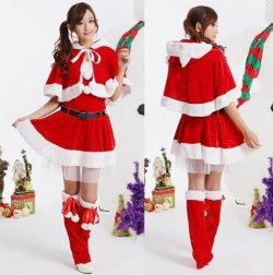 画像1: サンタ衣装、クリスマス衣装、サンタコスプレ、サンタコスチューム　　上下セット